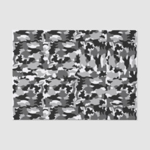 Papel De Seda Teste padrão preto e branco da camuflagem do