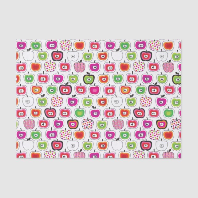 Papel De Seda Teste padrão retro bonito da maçã (Frente )