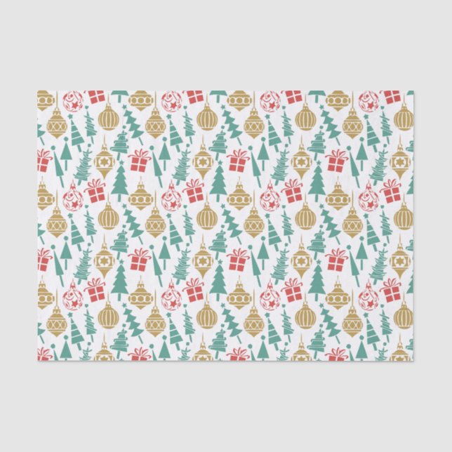 Papel De Seda Teste padrão retro do Natal (Frente )