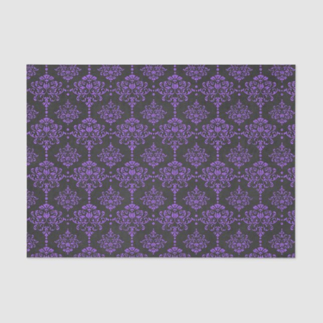 Papel De Seda Teste padrão roxo do quadro do damasco do Dia das (Frente )