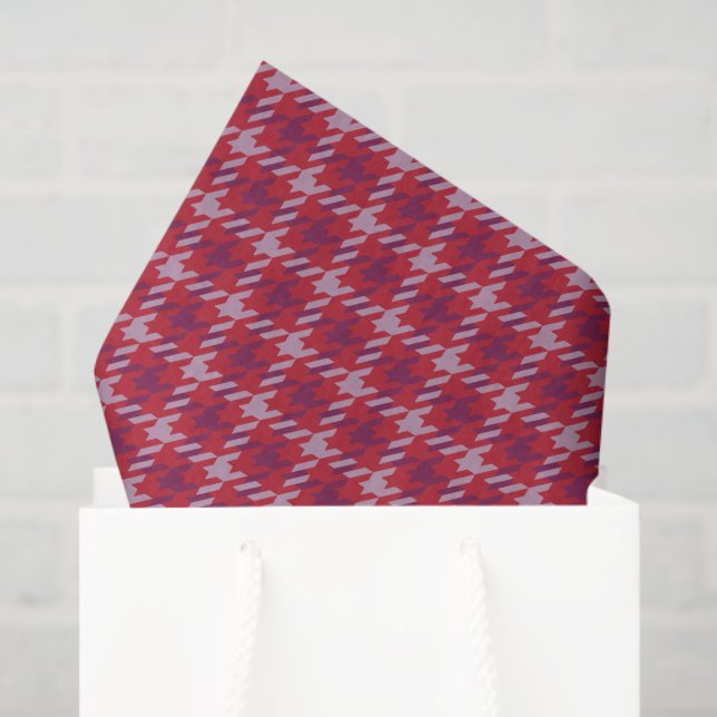 Papel De Seda Teste padrão roxo retro da xadrez do houndstooth (Sacola de presentes)