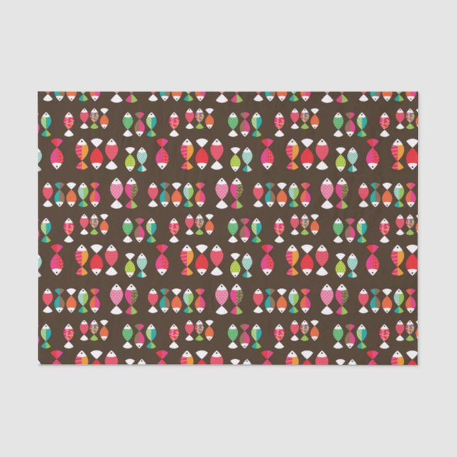 Papel De Seda Teste padrão subaquático 2 dos peixes retros (Frente )