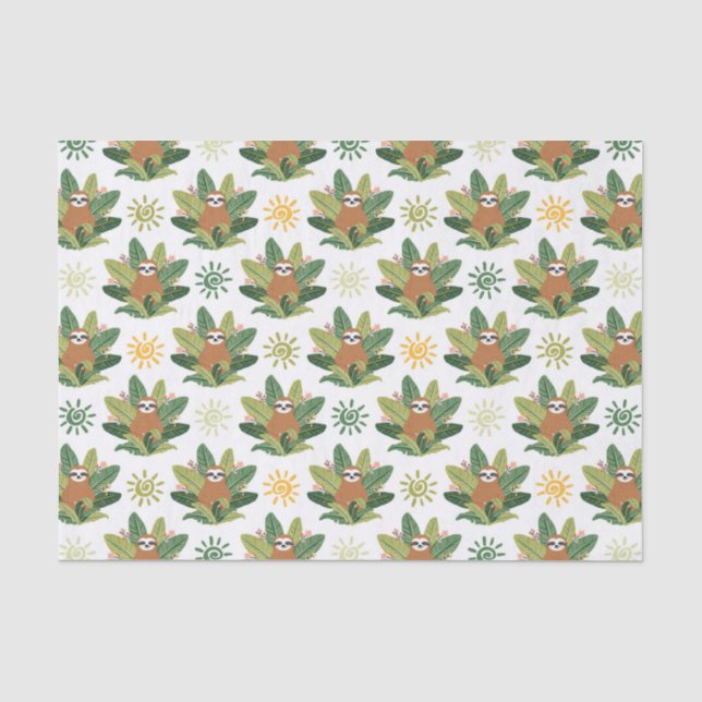 Papel De Seda Teste padrão tropical da preguiça (Frente )