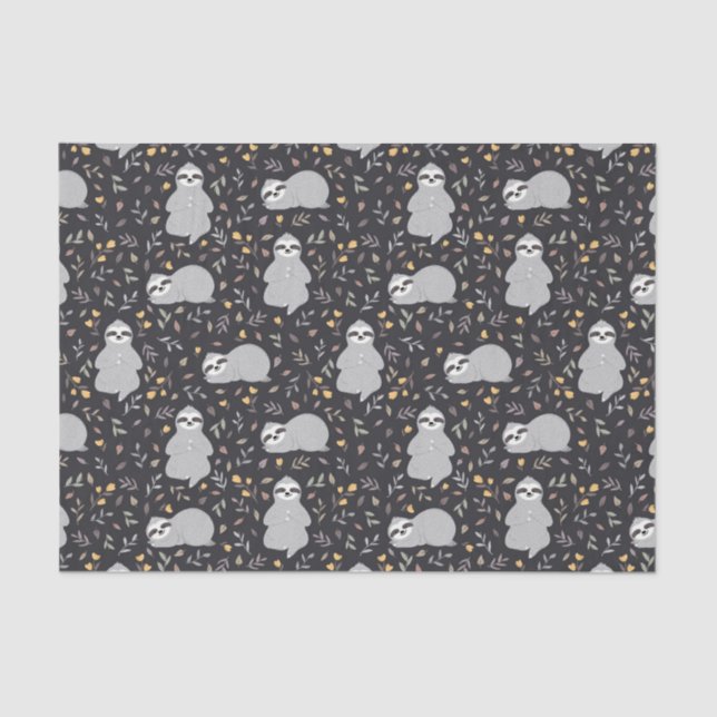 Papel De Seda Teste padrão tropical da preguiça do bebê (Frente )