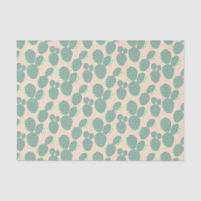 Papel De Seda Teste padrão verde & cor-de-rosa do cacto (Frente )