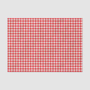 Papel De Seda Teste padrão vermelho e branco de Houndstooth