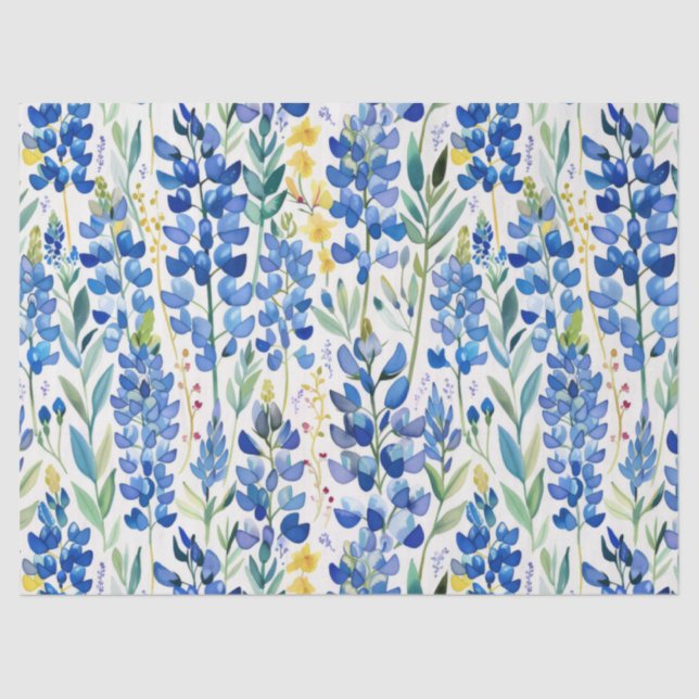 Papel De Seda Texas Bluebonnet Wildflower Pattern (Frente )