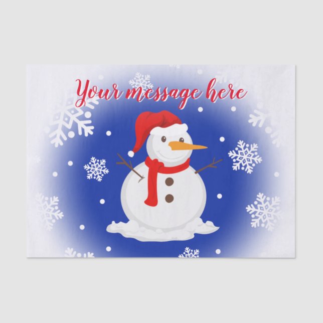 Papel De Seda Texto Azul e Personalizado do Rei das Neves (Frente )