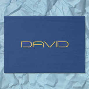 Papel De Seda Texto Elegante Editável   Dourado e Azul Marinho
