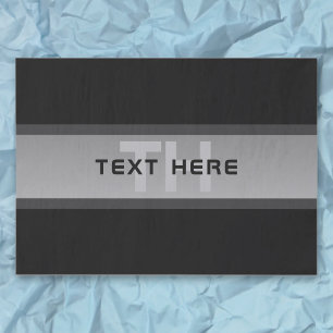 Papel De Seda Texto em Camadas Personalizável Moderno   Preto e 