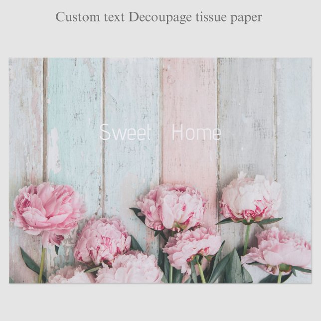 Papel De Seda Texto personalizado Casa doce Madeira pastel rústi (Criador carregado)