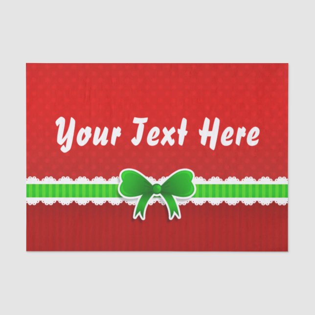 Papel De Seda Texto Personalizado de Design de Natal Vermelho (Frente )