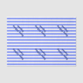 Papel De Seda Texto Personalizado de faixas azuis