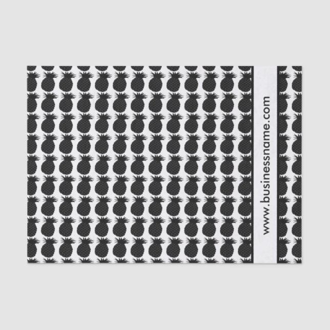 Papel De Seda Texto Personalizado do Padrão de Abacaxi Preto (Frente )