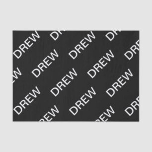 Papel De Seda Texto Personalizável   Preto e Branco Moderno e Ne