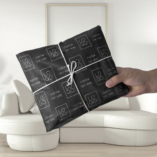 Papel De Seda Texto preto do logotipo comercial personalizado ao