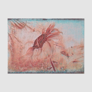 Papel De Seda Textura Antiga Vintage Marrom Azul-Teal de Girasso