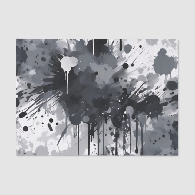 Papel De Seda Textura Branca E Cinza Preta (Frente )