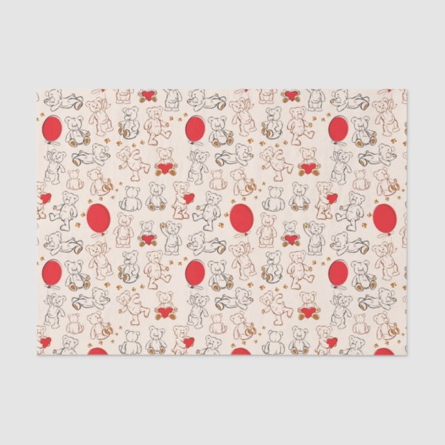 Papel De Seda Textura com ursos de ursinho (Frente )