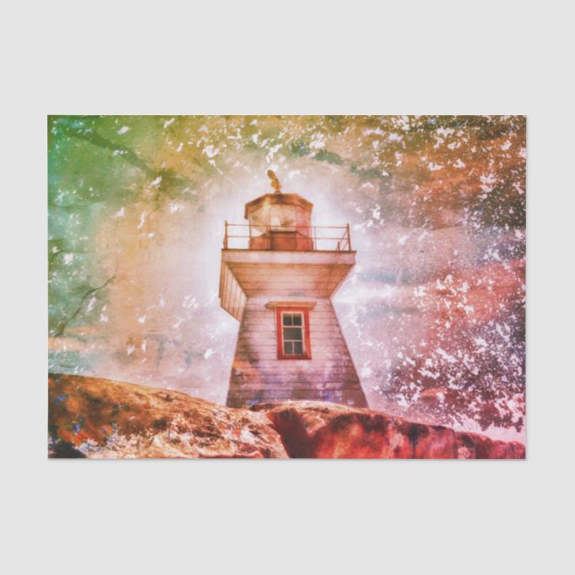 Papel De Seda Textura costeira russa marítima do oceano de farol (Frente )