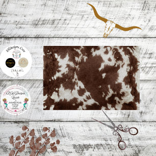 Papel De Seda Textura de Couro de Vaca Marrom e Branco Descoupag