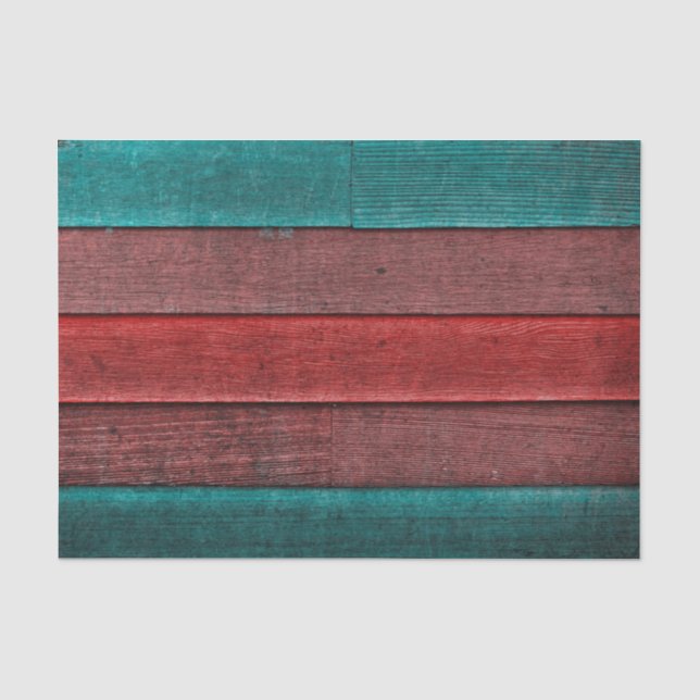 Papel De Seda Textura de madeira marrom vermelha azulada rústica (Frente )