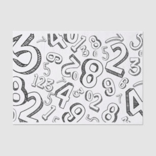 Papel De Seda Textura de Padrão de Números Grande Branco Preto