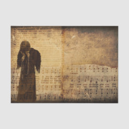 Papel De Seda Textura de partitura vintage sépia de anjo gótico