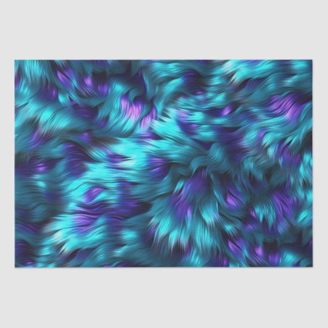 Papel De Seda Textura de pelo de monstro falso azul e roxo diver (Frente )