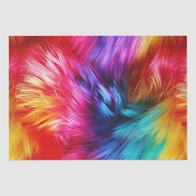 Papel De Seda textura de pelo de monstro falso de arco-íris bril (Frente )