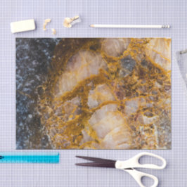 Papel De Seda Textura de rocha mineral branca bronze abstrata