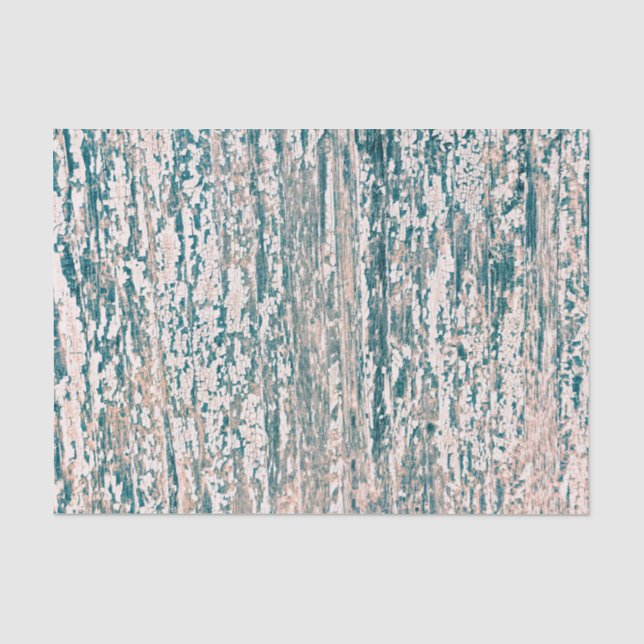 Papel De Seda Textura Rústica País Grão de Madeira Verde-Azul Be (Frente )