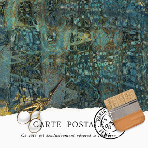 Papel De Seda Textura Rústica Vintage Decoupage Azul Dourado
