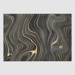 Papel De Seda Texturas de Estratos de Geodo Preto e Dourado