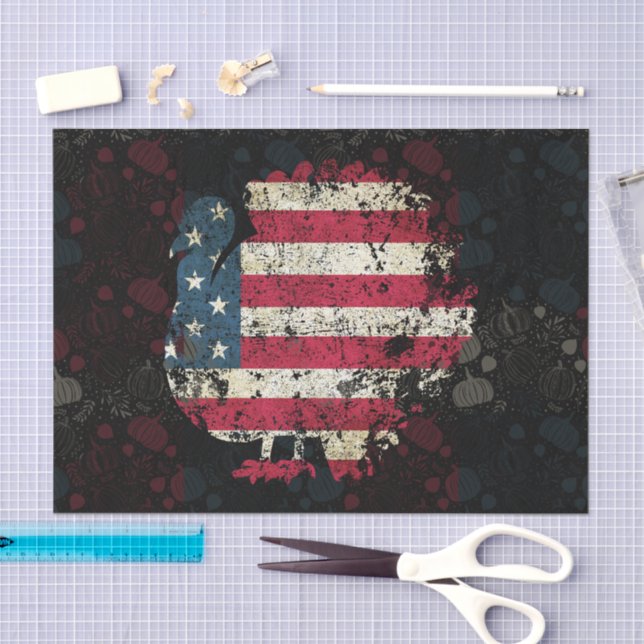 Papel De Seda Thanksgiving Turkey With American Flag (Arte )