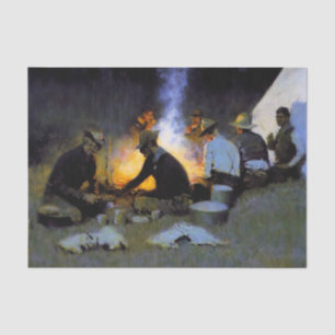 Papel De Seda "The Hunter's Supper", por Frederic Remington