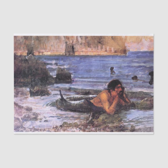 Papel De Seda The Merman, por John William Waterhouse - c.1892 (Frente )