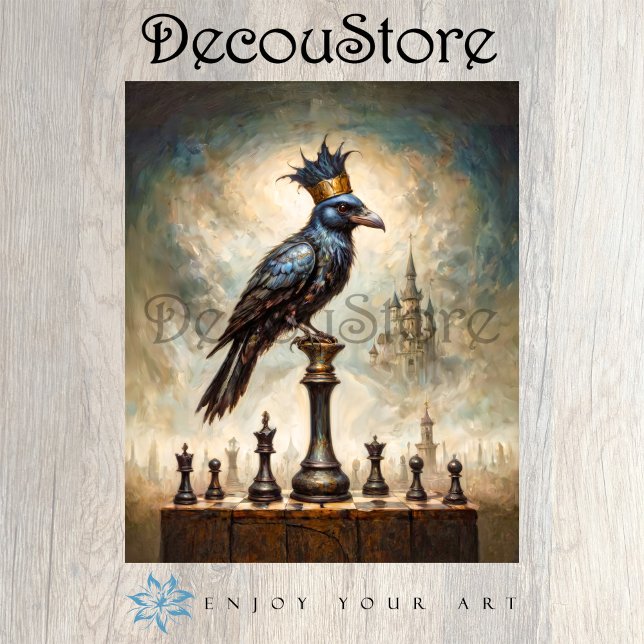 Papel De Seda The Raven King on Chessboard Decoupage (Criador carregado)