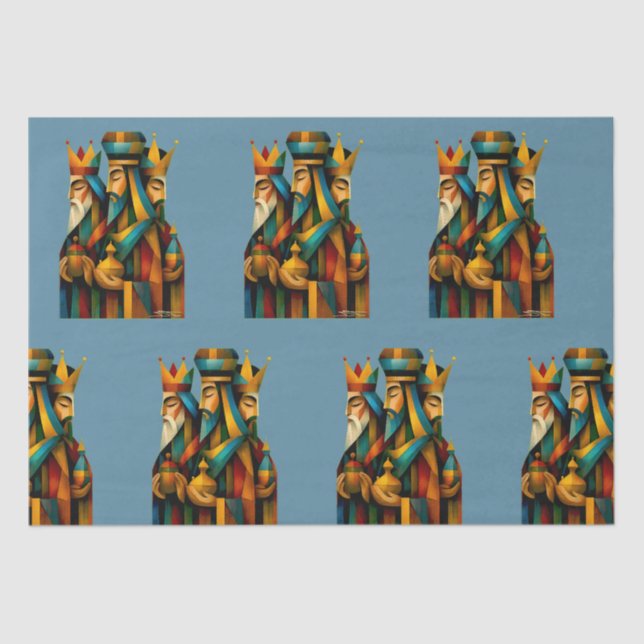 Papel De Seda Three Wise Men Abstract Nativity Art (Frente )