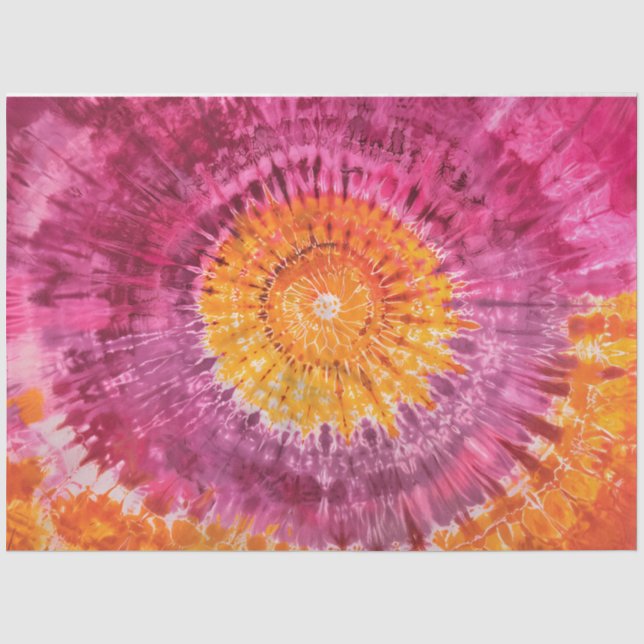 Papel De Seda Tie-Dye Pink e Orange Swirl Decoupage (Frente )