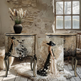 Papel De Seda Tie Preta, Retrato e Floral para Mulher Elegante