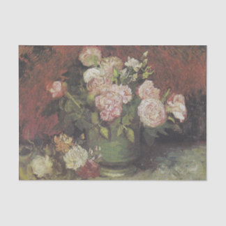 Papel De Seda Tigela com Peônias e Rosas por Vincent Van Gogh
