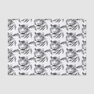 Papel De Seda Tigre Bengal Branco Amante de Animais Felino Selva