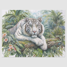 Papel De Seda Tigre Branco na Selva Exuberante