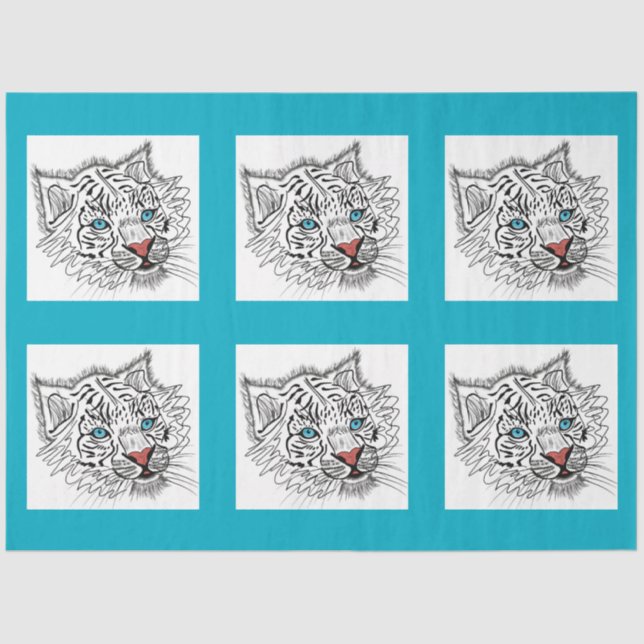 Papel De Seda Tigre de bebê de olhos azuis (Frente )