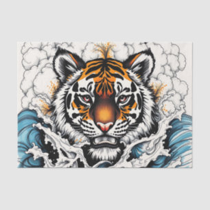 Papel De Seda Tigre de esboço de abstrato na água
