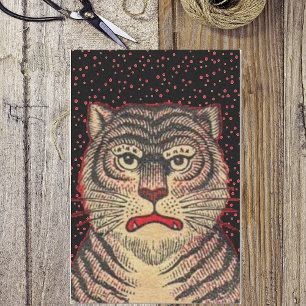 Papel De Seda Tigre feroz listrado asiático do vintage