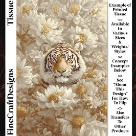 Papel De Seda Tigre, Flores Douradas Marfim Creme CX5 Decoupage