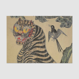 Papel De Seda Tigre Listrado Coreano Minhwa