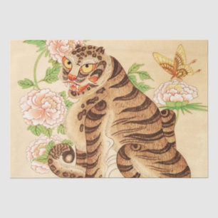 Papel De Seda Tigre Listrado Coreano Minhwa Vintage